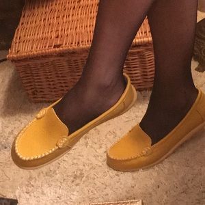 Cutest little leather moccasins slip ons.